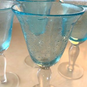 Four hand blown margarita glasses